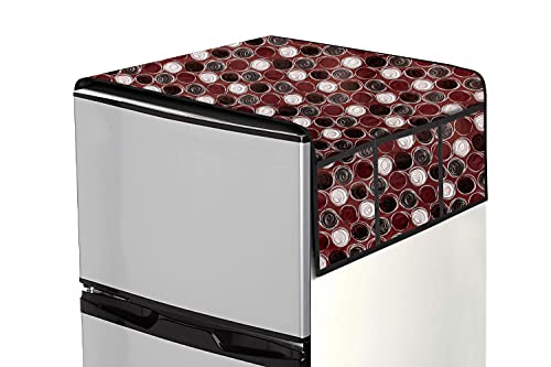 Image of Stylista Refridgerator top Cover Suitable for Samsung RR23C2F35DX /HL, 215 Liter Fridge, Dimension (WXD) 71x109 CM, Abstract Pattern Maroon
