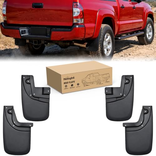 Image of Nilight Mud Flaps Splash Guards for Toyota Tacoma 2005-2015 | No Drilling Precision Fit, Heavy Duty All Weather Protection, Front & Rear Set