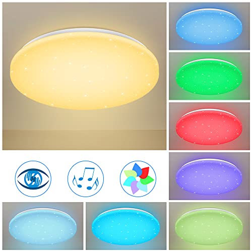 Ceiling Light With Bluetooth Speaker For Kids Room Bedroom, 12Inch Color Changing Light 2120 Lm With Remote Control Ceiling Lamp For Bathroom Living Room Kitchen #TOP3