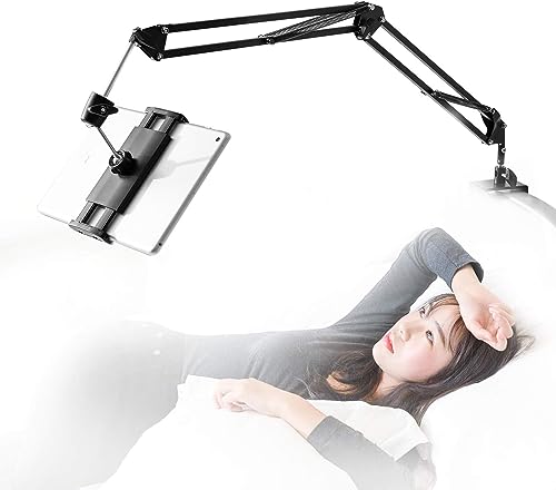 Tablet-Ständer für Bett Halterung -Ständerhalter 360 Grad Drehbarer mit Stabilem Aluminiumarm für iPad, Tablets, Telefone oder Andere Geräte mit 4,5 bis 12,9 Zoll Bildschirm