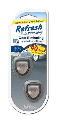 Refresh Your Car! E300868203 Mini Oil Diffuser, 2 Per Pack, New Car