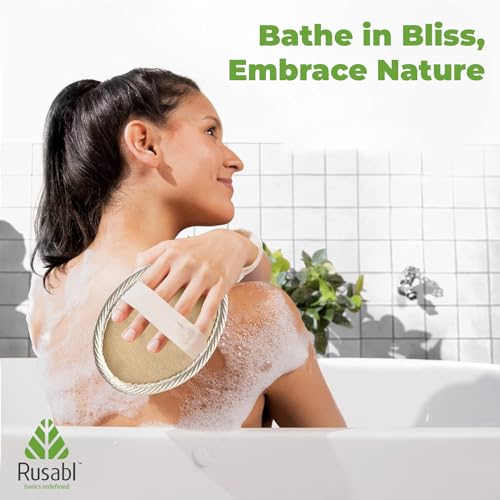 Rusabl Ramie Bath Loofah for bathing (Oval, Pack of 1), Body Loofah, Exfoliating Bath Sponge Made of 100% Natural Ramie Fibre, Bathing Scrubber for Men and Women Cleanses &... - Image 4