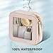 Prite Small Makeup Bag for Women Portable Clear Makeup Bag Cute Mini Waterproof Travel Cosmetic Bag with Gold Zipper for Car Essentials(Pearlescent Pink)
