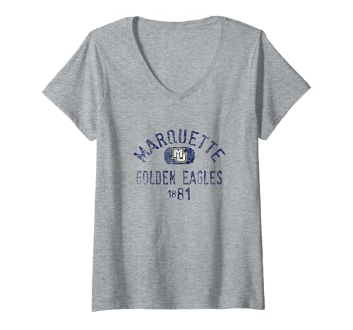 Womens Marquette Golden Eagles 1881 Vintage Logo V-Neck T-Shirt
