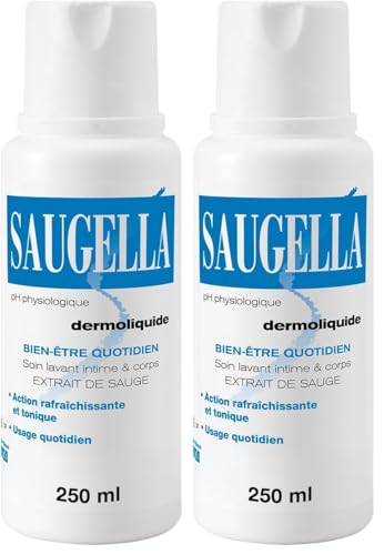 Saugella - Dermoliquide - Soin lavant - Hygiène intime quotidienne - Femmes adultes - A base d’extraits de Sauge - 250 ml (Lot de 2)