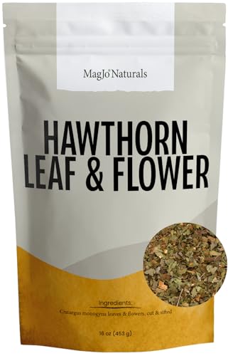 MagJo Naturals Hawthorn Leaf and Flower (1 Pound) Wild-Crafted Cut and Sifted Dried Loose Leaf Makes crisp cup of Hawthorn Tea Hawthorne Leaves and Herb