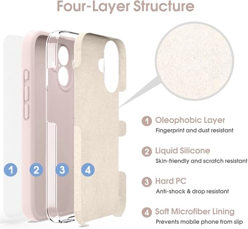 Image of mobistyle Designed for iPhone 16 Plus Soft Liquid Silicone Slim Protective with Microfiber Lining Phone Back Cover Case for iPhone 16 Plus (Pink)