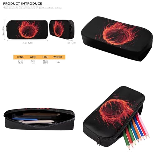 GIFTPUZZ Cool Fire Basketball Bookbag for Boys 8-12 Sport Boys Backpack with Lunch Box Basketball Large Capacity 4pcs Basketball Bookbag for Boys 8-12 Back to School Gifts3