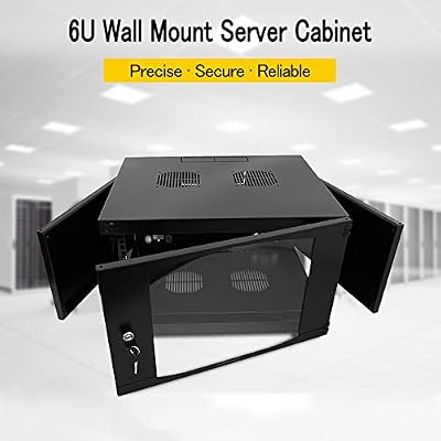 Wall Mount Server Cabinet for Networking Data Home Video WiFi Internet System with 12 inch Install Depth (6U 450mm deep)