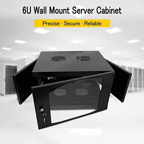 Raising Electronics Wall Mount Server Cabinet for Networking Data Home Video WiFi Internet System with 12 inch Install Depth (6U 450mm deep)