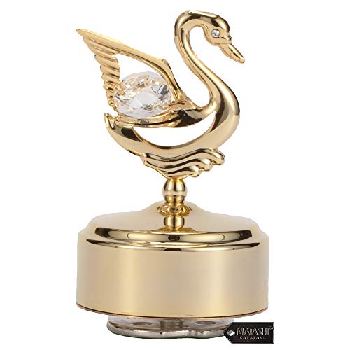 Matashi 24K Gold Plated Music Box With Crystal Studded Swan Figurine Home Bedroom Living Room Decor Tabletop Ornaments Showpiece Gift For Musician Christmas Thanksgiving Mother's Day - Swan Lake #TOP10