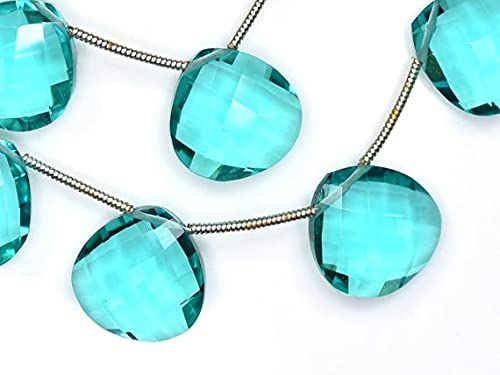Apatite bleue perles coeurs micro-facettés LKBEADS quartz 14mm création DIY