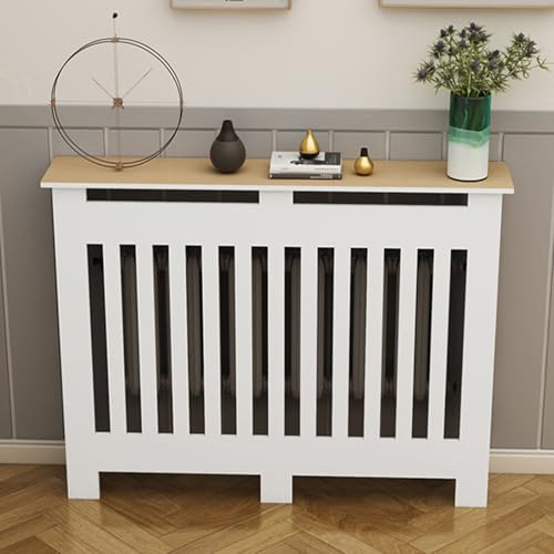 JSWHYBD Cubreradiadores Modernos – Cubierta para Radiador de Pared, Material Madera-Plástico, Discreto y Elegante, Ideal para Sala o Dormitorio, Tamaños 50cm-100cm White 80x90x20 cm