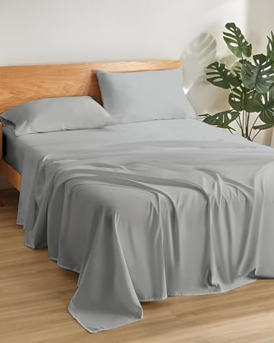 Image of Microfiber Single Size Bedsheet with 2 Pillow Covers | Ultra Soft & Breathable Flat Sheet | Wrinkle-Resistant, Premium Comfort for Everyday Use |Size (60 inch x 90 inch) Light Grey