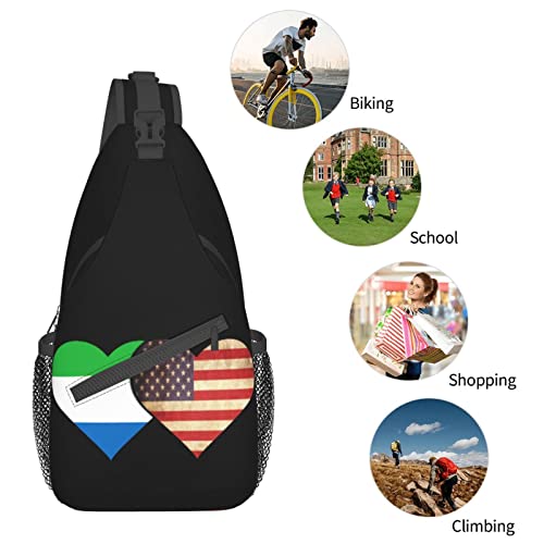 Mochila bandolera unisex bandera Sierra Leone y EE.UU. miniatura 7