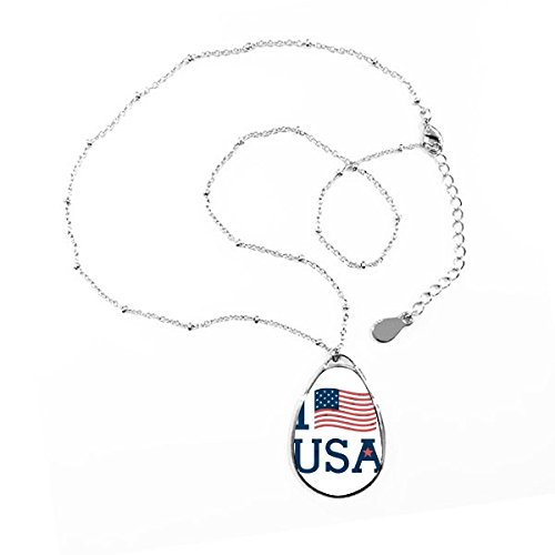 Collier pendentif teardrop motif drapeau amérique états-unis