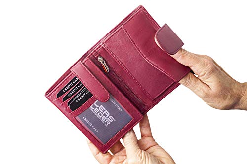 LEAS Damesportemonnee en herenportemonnee met buitengrendel in staand formaat echt leer, rood speciale editie Leer, rood - Image 7