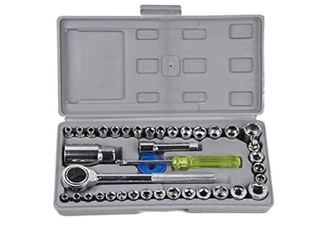 VNGEE ENTERPRISES 40 pcs Tool Kit Set Wrench Hand Tool Socket Set for Automobile Repair (40 Pcs Tool kit) 450 Grams (15 L x 10 W x 3 H)