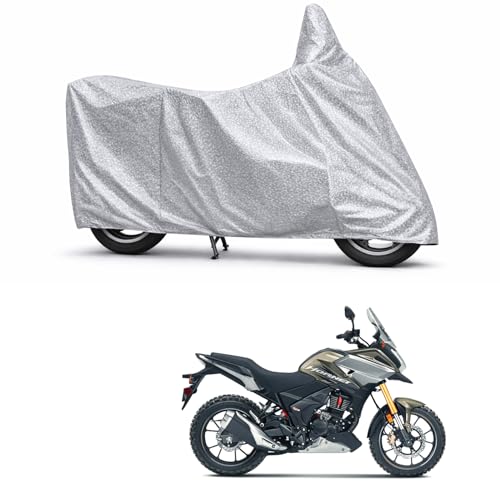 Image of 100% Waterproof Two Wheeler Body Cover Multi Layered Fabric Designed for Honda Hornet 2.0Adventure | Belt Buckle Lock | Silver Mag