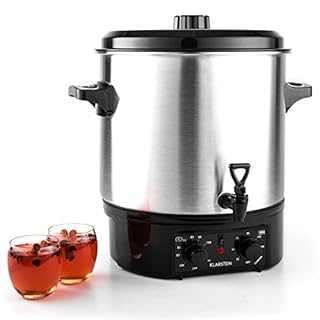 Klarstein Biggie - Stérilisateur électrique, Cuve à stériliser, Faitout, Marmite à vin chaud, 27 l, 2000 w, Température réglable, Minuterie jusqu’à 120 minutes, poignée isolantes, argent