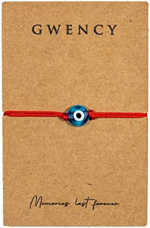 Gwency Design Authentic Evil Eye Bracelet for Protection Against the Evil Eye - Handmade with Blue Glass Beads - Stylish and Effective Amulet (red string)