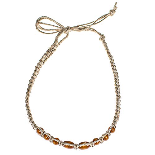 BlueRica Hemp Choker Necklace with Natural Wood Beads