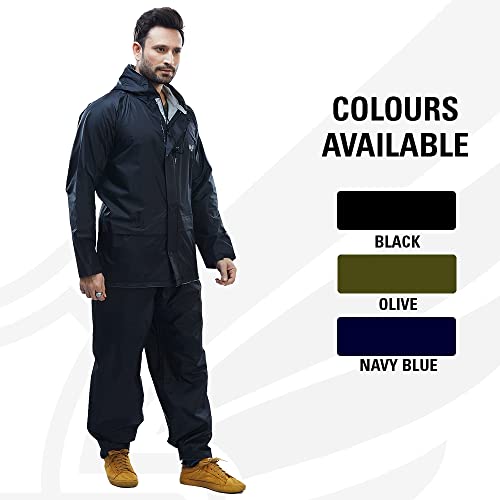 Image of Reliable Rainwear H2O Marco Polo Suit | Raincoat For Men Waterproof | Rain Jacket For Bike Rides | High Neck Collar & Attached Hood