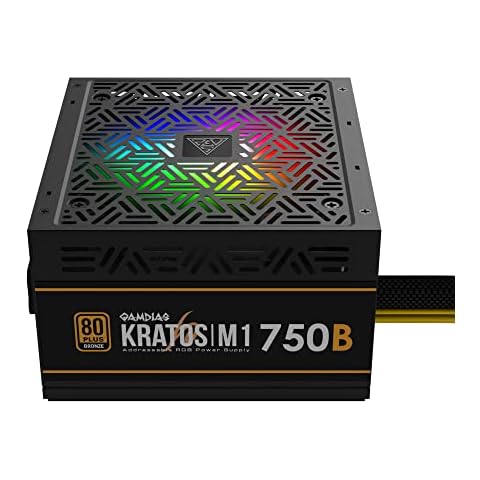 GAMDIAS RGB Gaming PC Power Supply 750W 80 Plus Bronze Certified 750 Watt PSU for Computers with Active PFC, Kratos M1-750B Cover