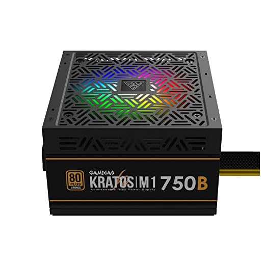 GAMDIAS RGB Gaming PC Power Supply 750W 80 Plus Bronze Certified 750 Watt PSU for Computers with Active PFC, Kratos M1-750B