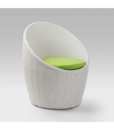 Image of Lotey Patio Indoor Outdoor Seating Chair and Table Furniture /Garden Seating Set, Balcony & Coffee Table Set Powder Coated (Apple Chair), Set of 2 Chair and 1 Table (White & Green)