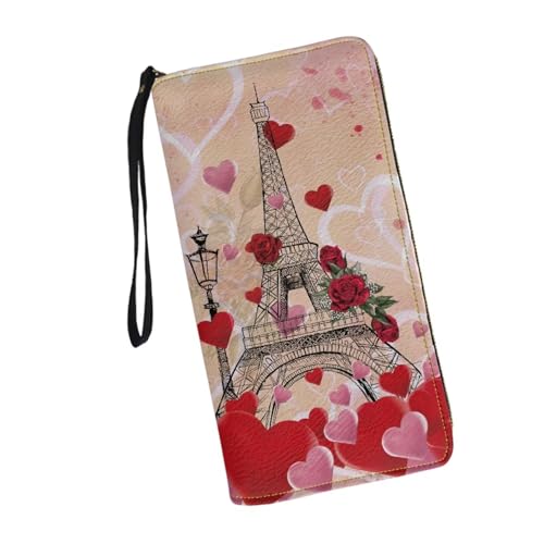 Women Wallet Around Zipper Long Purse RFID Blocking Eiffel Tower Print Credit Card Holder Phone Coin Pocket Purse Multiple Card Slots Cloutch Bag