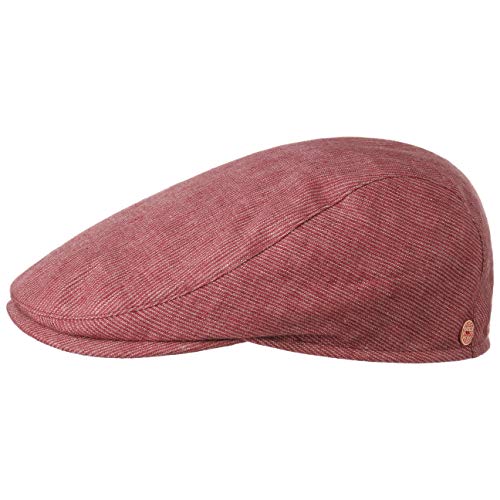 Mayser Matteo Stripes Linen Flat Cap Men red 7 1/8