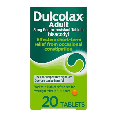 Dulcolax Adult - Constipation Relief Laxative 5mg Bisacodyl Gastro Resistant Tablets Tablets 20 Count