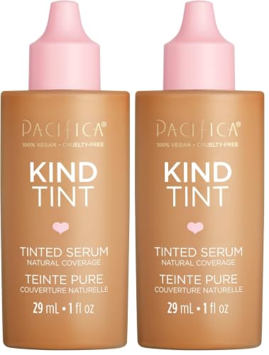 Image of Pacifica Tinted Moisturizer - Kind Tint Serum, Lightweight Hydrating Foundation with Vegan Collagen & Hyaluronic Acid for Dewy Glow, Buildable Coverage, Vegan, 1 fl oz (Shade 09) (Pack of 2)