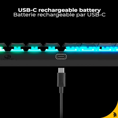 RF243 - Tastiera da gioco meccanica wireless ricaricabile FR(AZERTY), tripla modalità (2,4 GHz, Bluetooth, USB-C), 111 tasti MX Red, RGB, NKRO, compatibile con PC, Mac e console - Tastiera gaming - Immagine 4