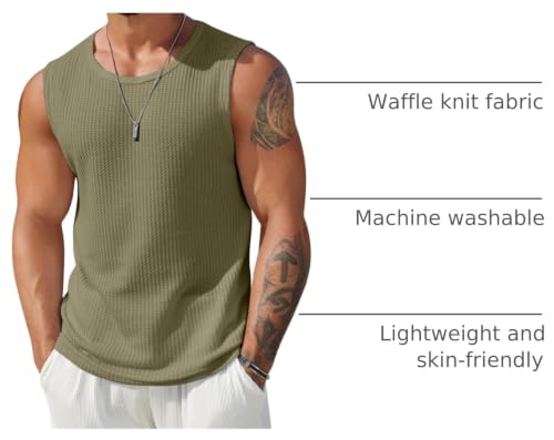 Image of COOFANDY Mens Casual Tank Tops 2 Pack Waffle Knit Sleeveless Shirt Breathable Tank Shirts Summer Muscle Tee