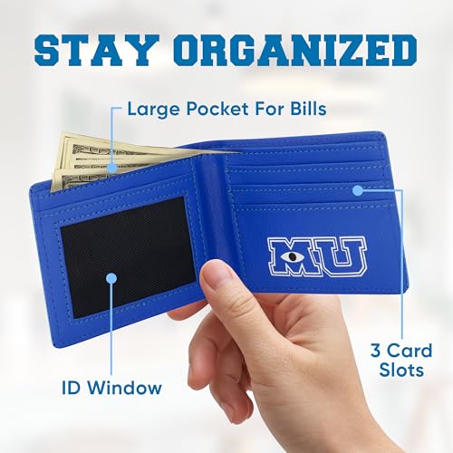 Image of Concept One Disney Pixar Monsters Inc Wallet, Monsters University Slim Bifold Wallet with Decorative Tin Case for Men and Women, Multicolor