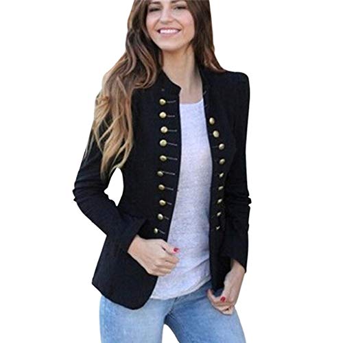 LUCKYCAT Chaqueta de Traje - Básico - Manga Larga - para Mujer (Negro, Grande)