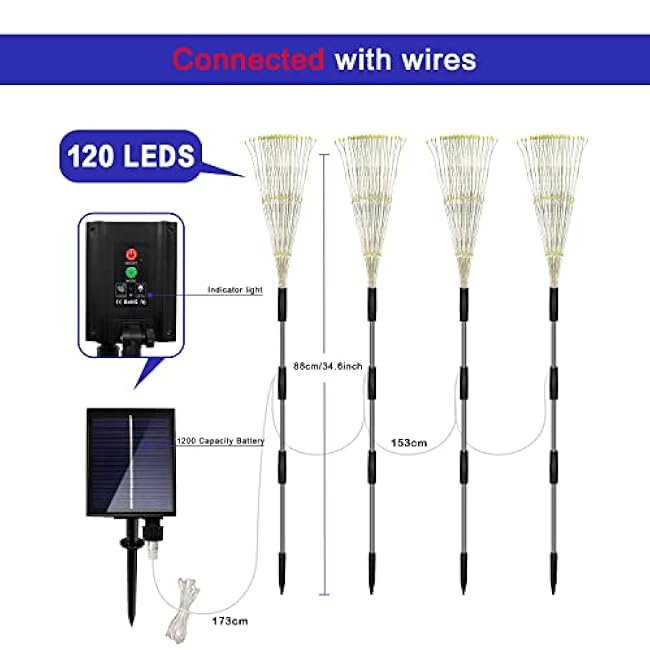 Outdoor Solar Garden Lights Garden Fireworks Lamp 120 LED Solar Colorful