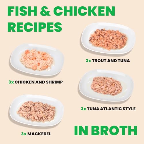 Almo Nature: HQS Natural Cat Pack 2 - (12) 2.47oz Can, Adult Cat Wet Canned Food - 3 Each: Atlantic Tuna, Mackerel, Trout & Tuna, Chicken & Shrimp - Image 3