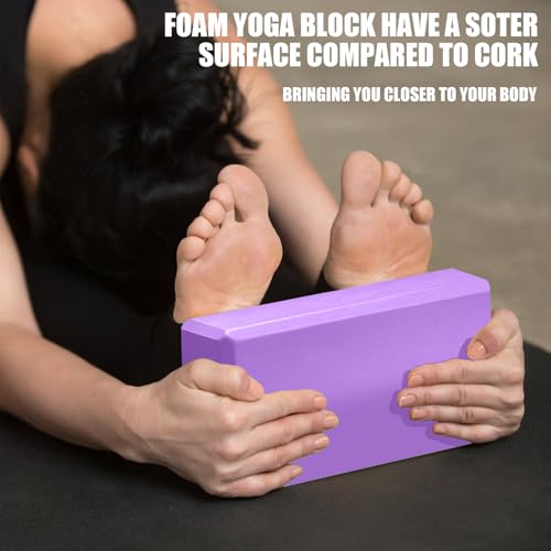 Image of Septo 2 Pcs Yoga Blocks, 9x6x3 Inch Foam Blocks for Pilates | High density EVA foam Yoga Props lightweight non-slip surface for meditation stretching balance training