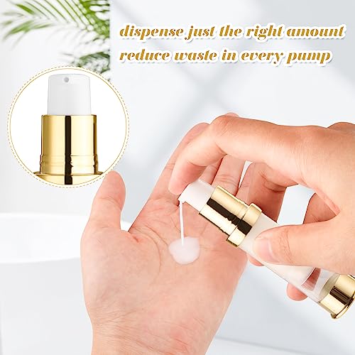 10 Pcs Empty Airless Pump Bottle Travel Cosmetic Cream Pump Bottle Refillable Vacuum Dispenser Pump Containers for Lotion Cream and More (gold-10ml)2