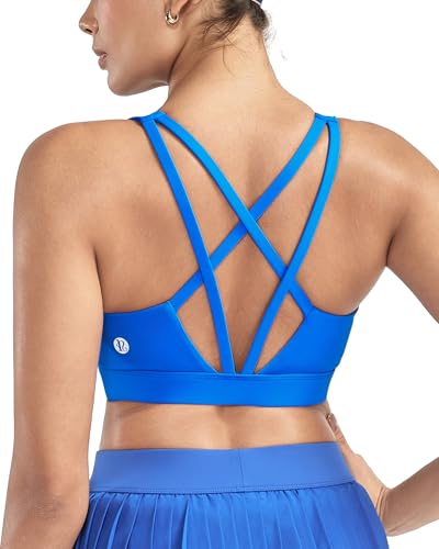 Image of RUNNING GIRL High Impact Sports Bras for Women - Scoop Neck Strappy Sports Bra High Support Moulded Cup Workout Bra