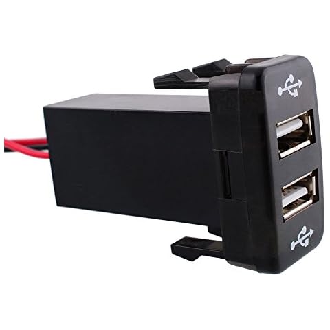 Cllena Toyota USB Charger for Toyota Switch Plant with Fuse 2.3ft Wiring 5v 2.1/1.2a Dual USB Power Socket-blue Light Cover