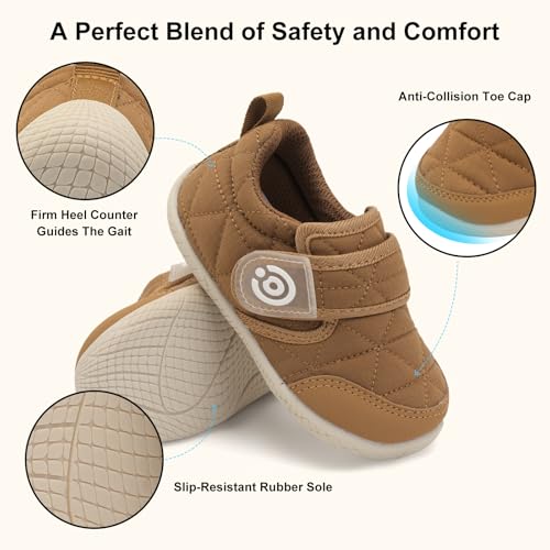 QFH Toddler Shoes Boys Girls Lightweight Sneakers Barefoot Wide Shoe Water-Resistant Hook & Loop Flexible Casual Walking Shoes4