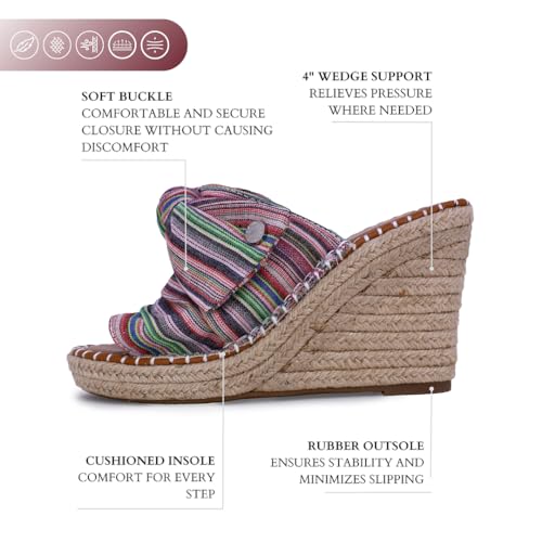 Nautica Women's Espadrille Wedges for Women Platform Sandals – Slip-On Knot Bow Summer Shoes with Woven Rope Heel2
