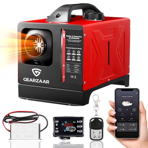 8kW Diesel Air Heater 12V/24V/220V Smart Bluetooth APP Remote Control All In One Portable Garage Diesel Heater Fast Heating Energy-Efficient with AC-DC Adapter for Campervan Workshop Trailer Camp