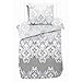 Produktbild etérea Microfaser Bettwäsche Set - Emma Ornamente Design Muster - Allergiker geeignet - weich & kuschelig, 2 teiliges Set 135x200 cm + 80x80 cm, Silber Grau