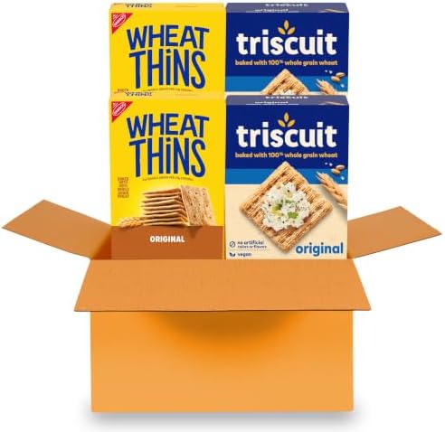 Triscuit Whole Grain Wheat Crackers & Wheat Thins Snacks Variety Pack 4ct