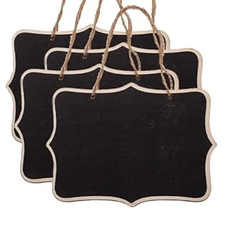 SUPVOX Mini Display Double-Sided Chalkboard Sign 4Pcs Chalk Board Easel Tags Heart Shape Hanging Blackboard Double Sided Plaque with Twine Rope